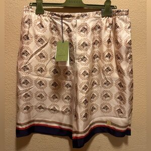 New Gucci GG Horse Logo Silk Shorts Size 54 / US L / Waist 34 - 38